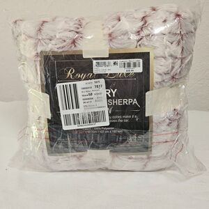 Royal Luxe Faux Fur Sherpa Throw Blanket 50x60 Ivory Red Soft Plush Reversible